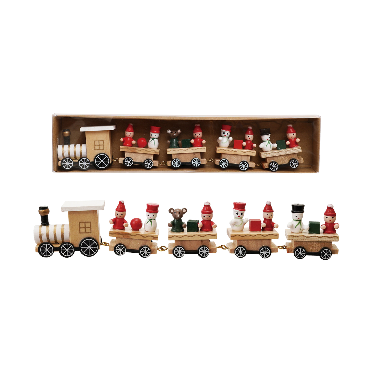 8-3/4 in Wood Holiday Passenger Train, Set of 5