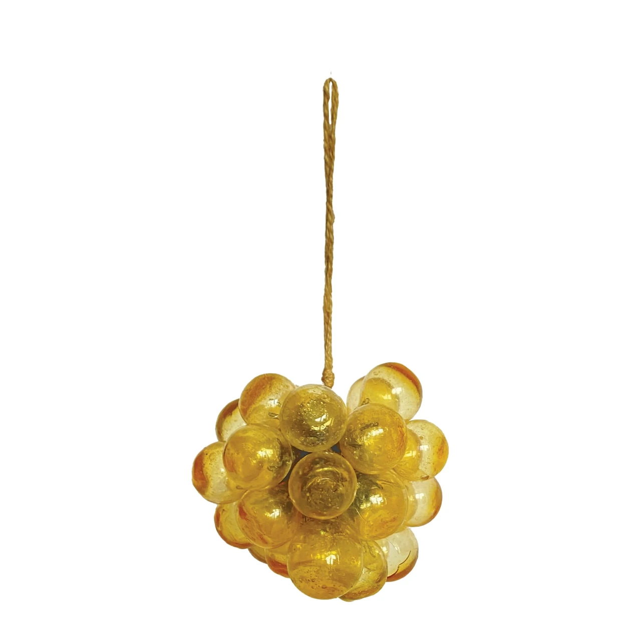 Amber Hand-Blown Glass Ball Cluster Ornament