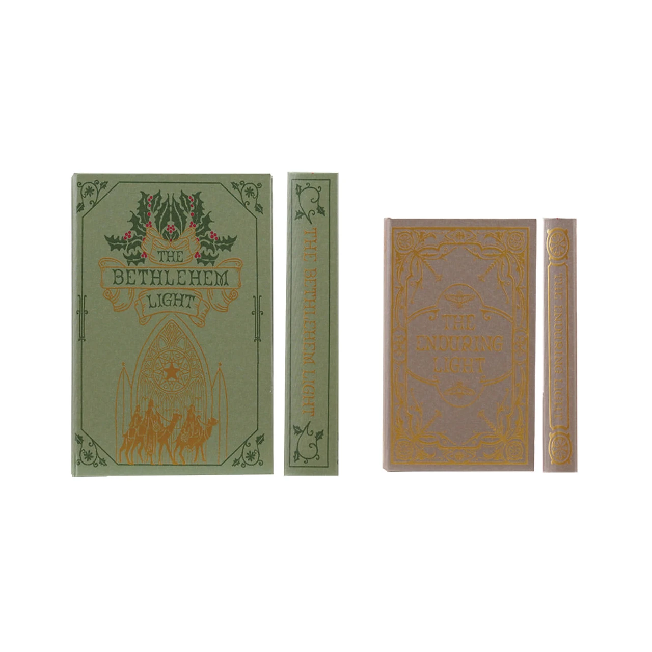 Green Vintage Christmas Book Storage Boxes - Set of 2