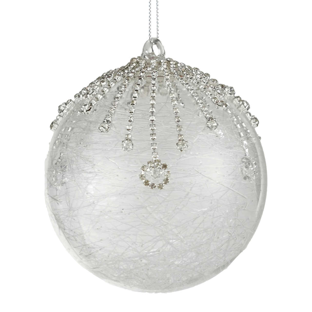 Clear Glass Ball Ornament with Crystal Icicles