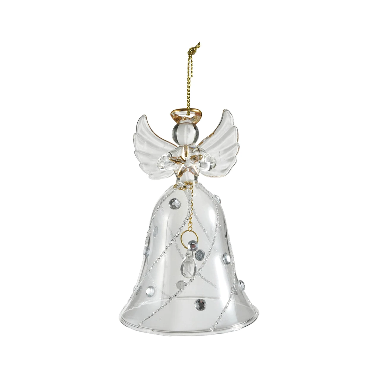 Glass Angel Ornament with Gold Halo