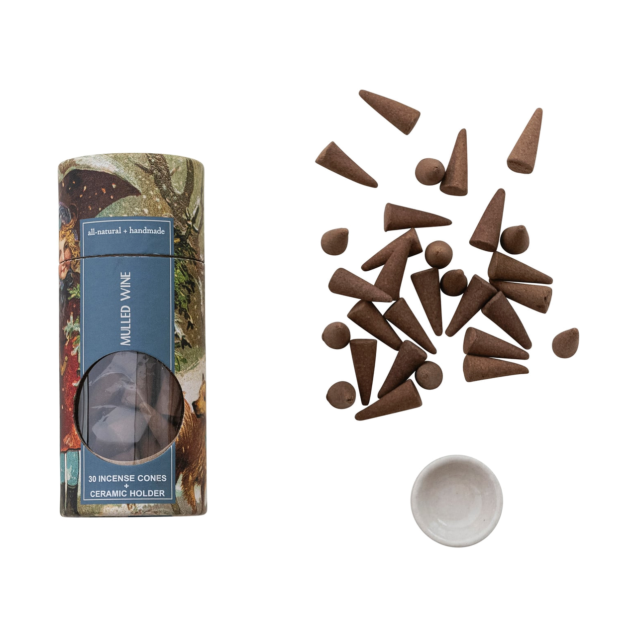 Mulled Wine Incense Cones with Ceramic Holder - Set of 31