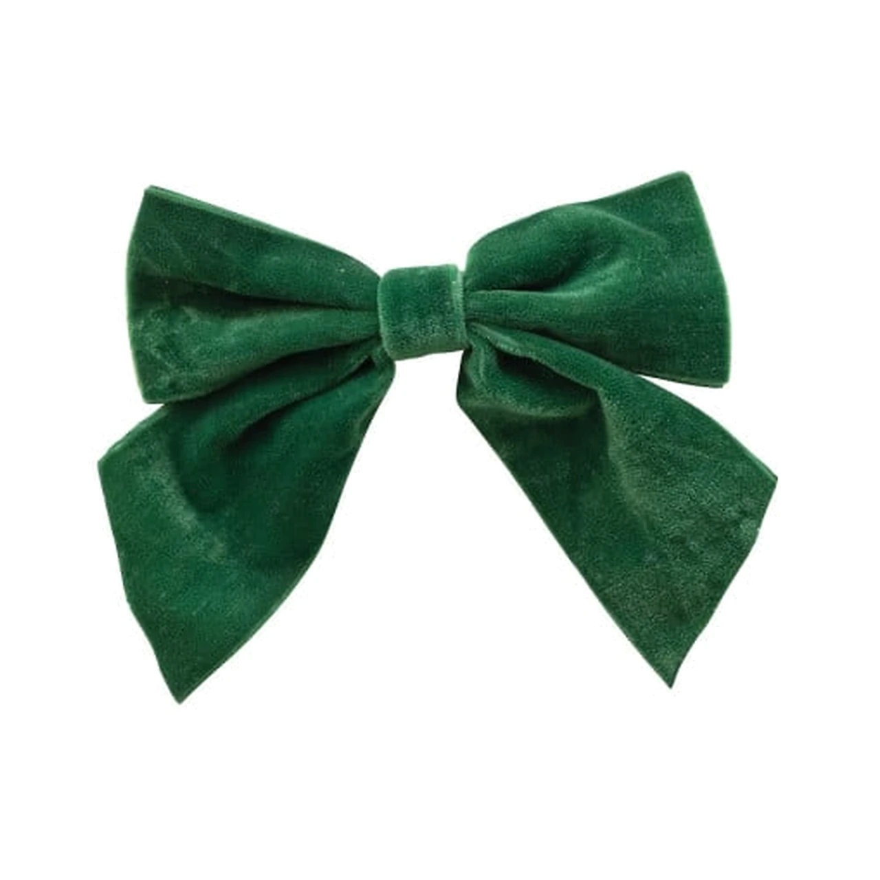 Green Velvet Clip-On Bow - 5 Inch