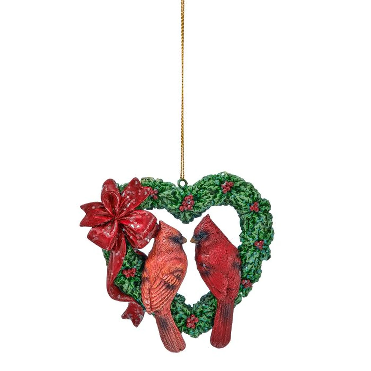 Love Bird in Heart Resin Christmas Ornament