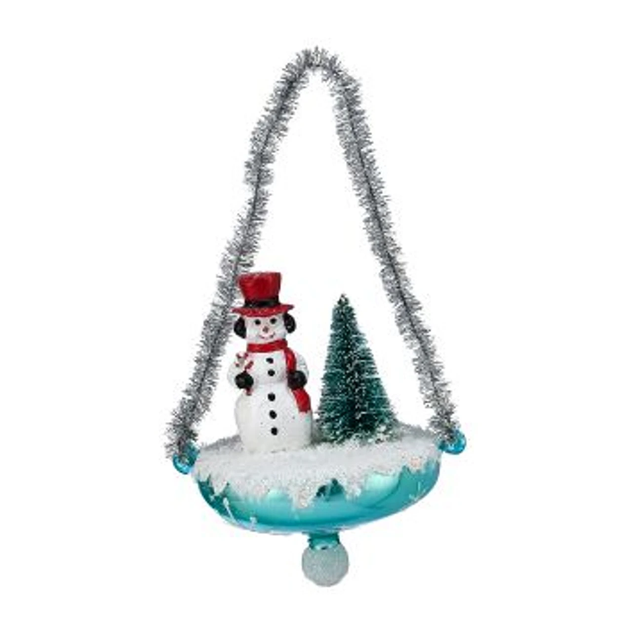 Snowman Glass Tinsel Drop Christmas Ornament
