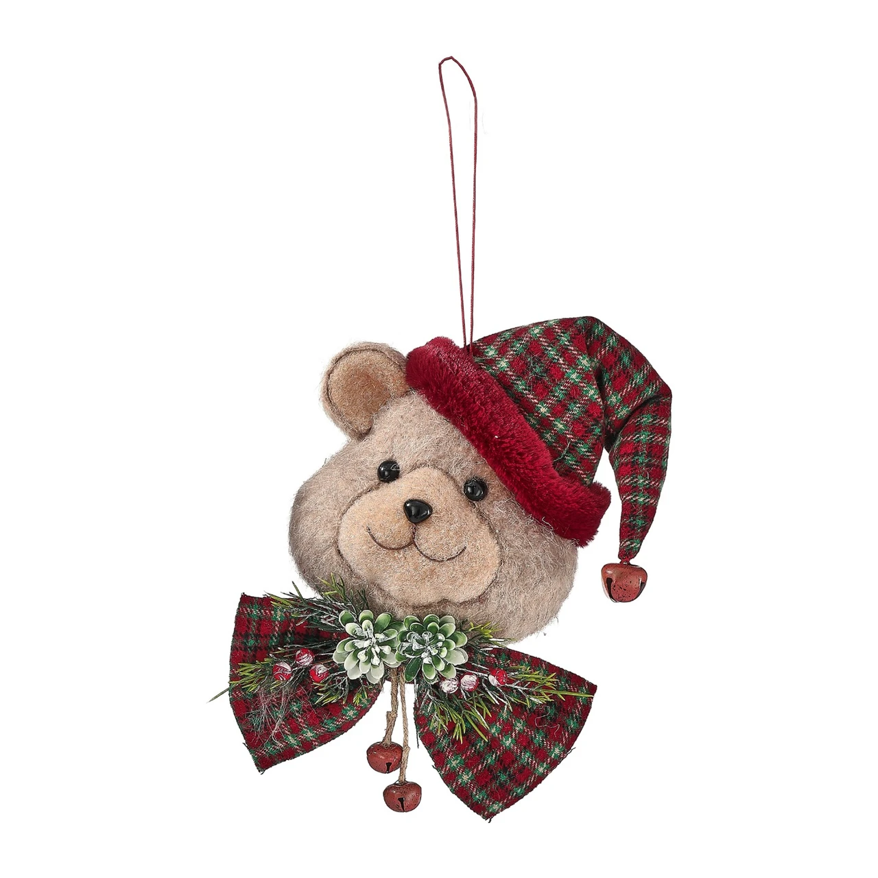 10-Inch Bear with Plaid Hat Christmas Ornament