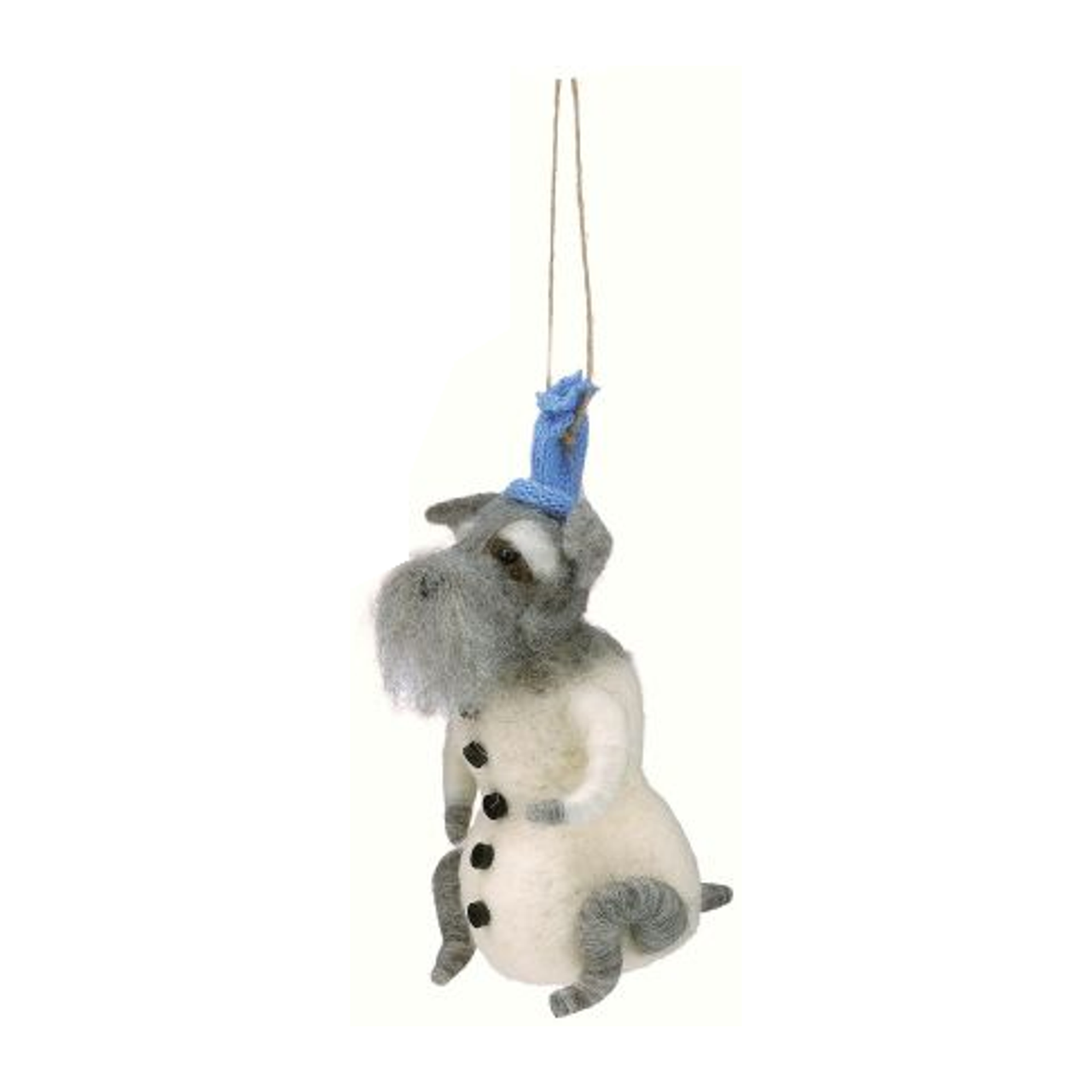 Felt Winter Dog with Red Hat Christmas Ornament