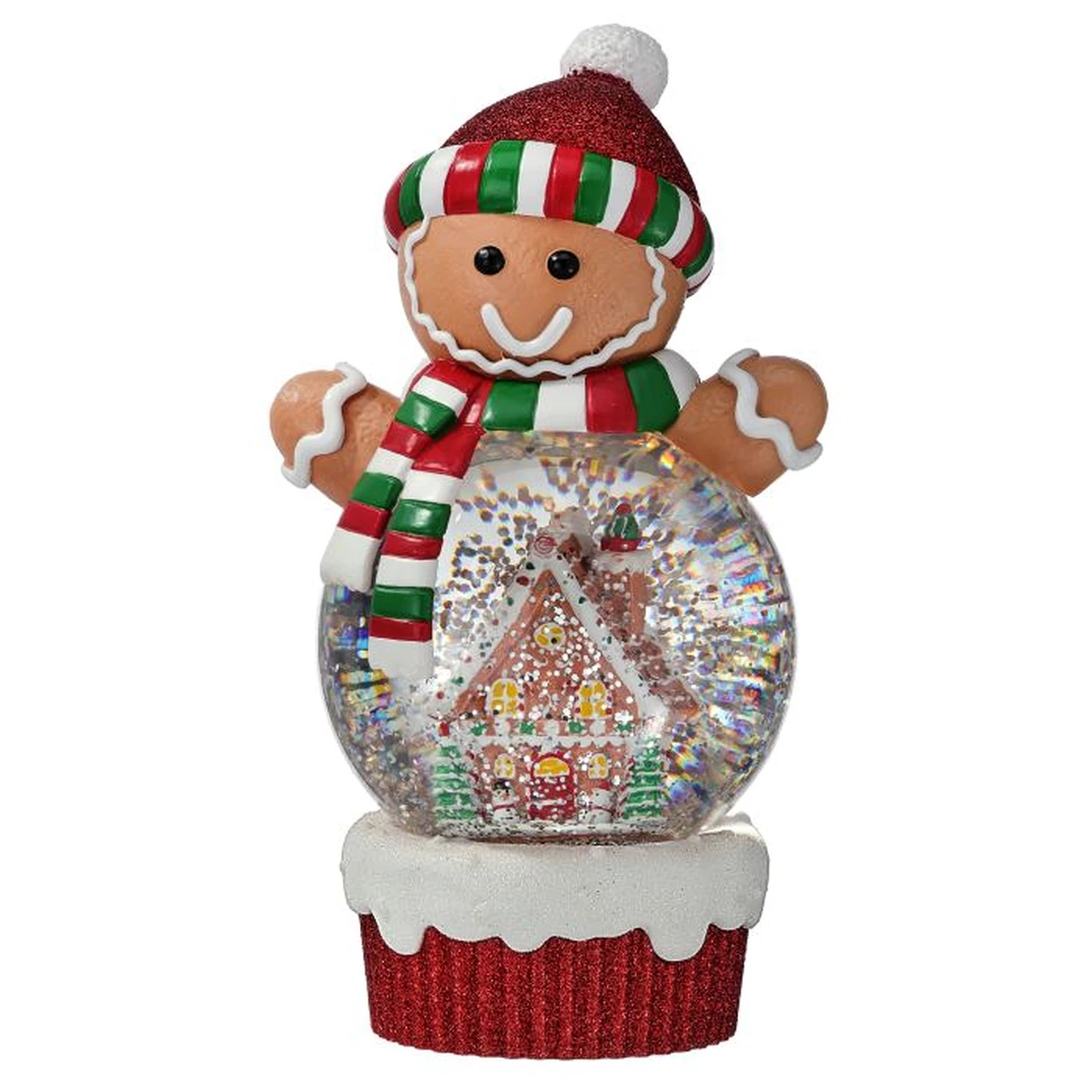 Gingerbread Man LED Water Globe with Gingerbread House