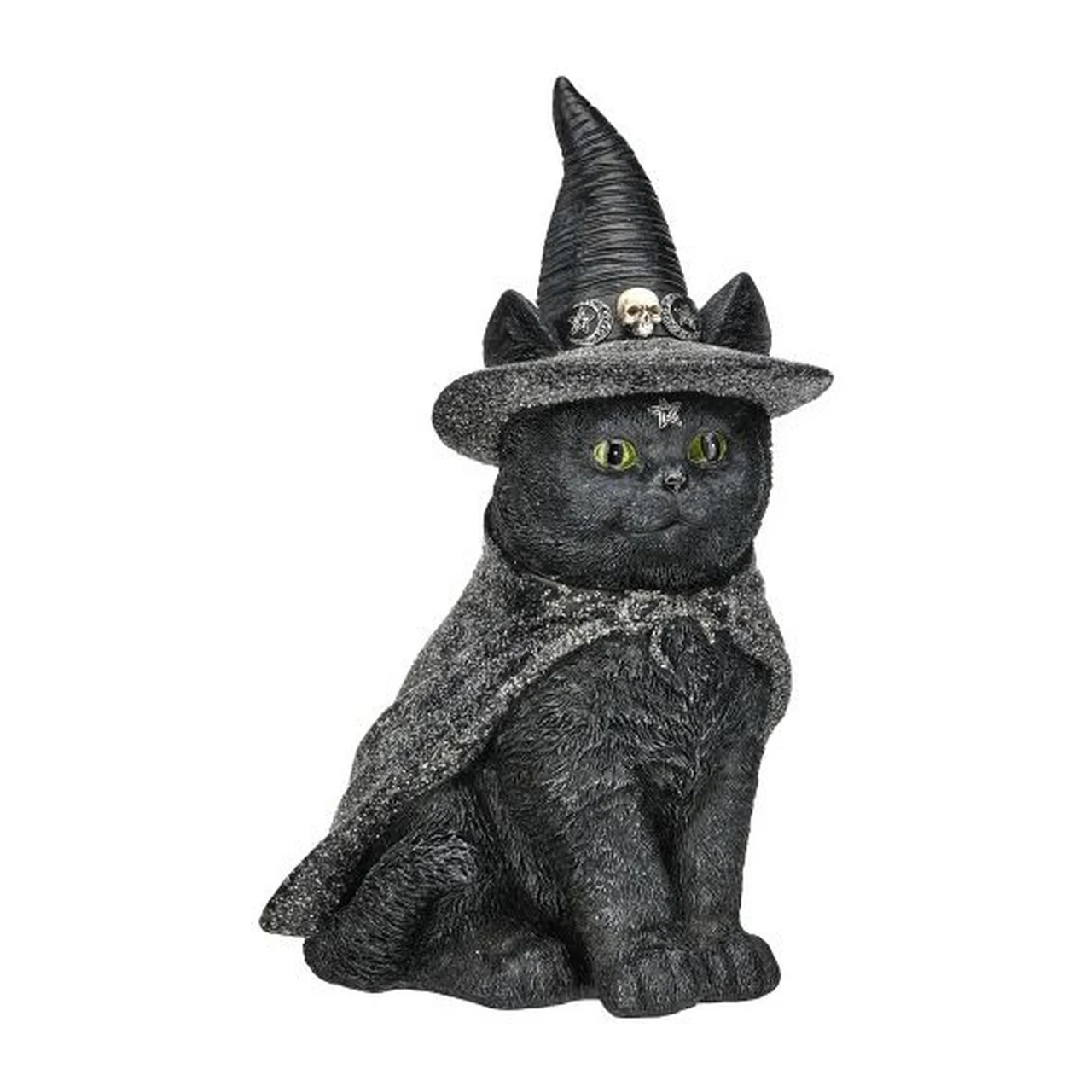 Black Cat in Witch Hat Halloween Figurine