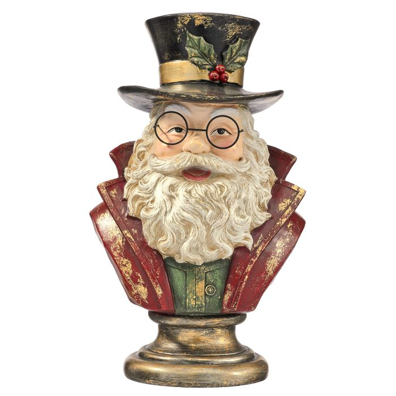 Santa Bust on Pedestal Christmas Figurine