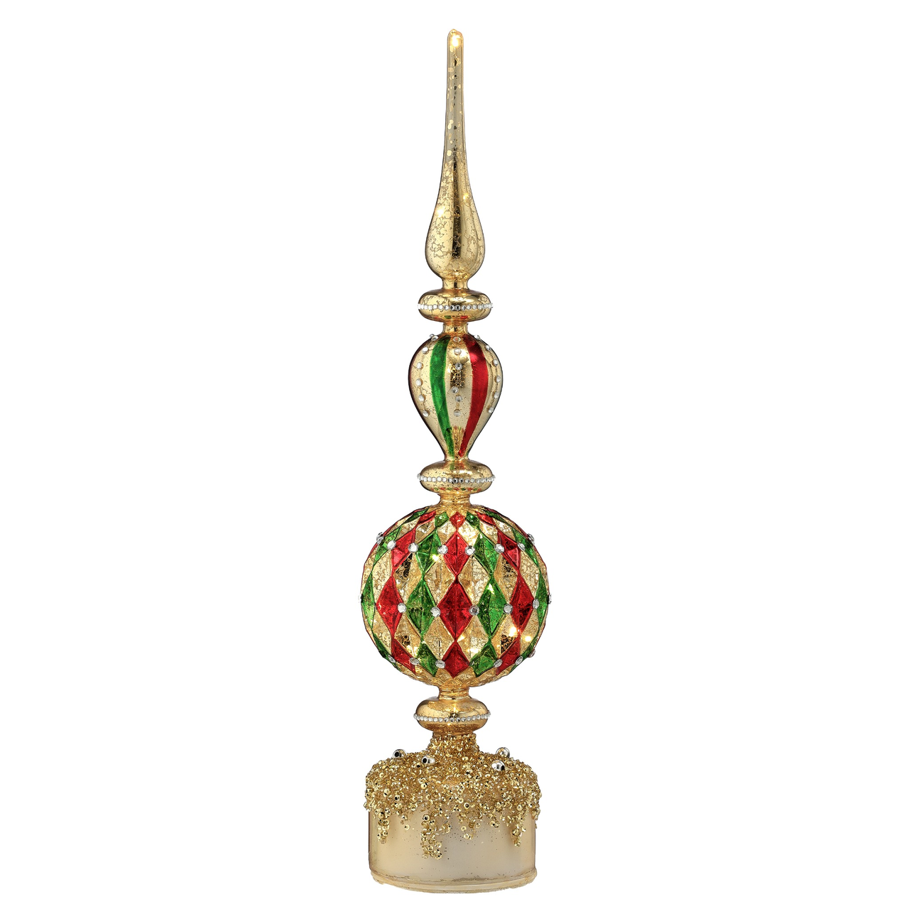 18-Inch Lighted Glass Finial Table Decor