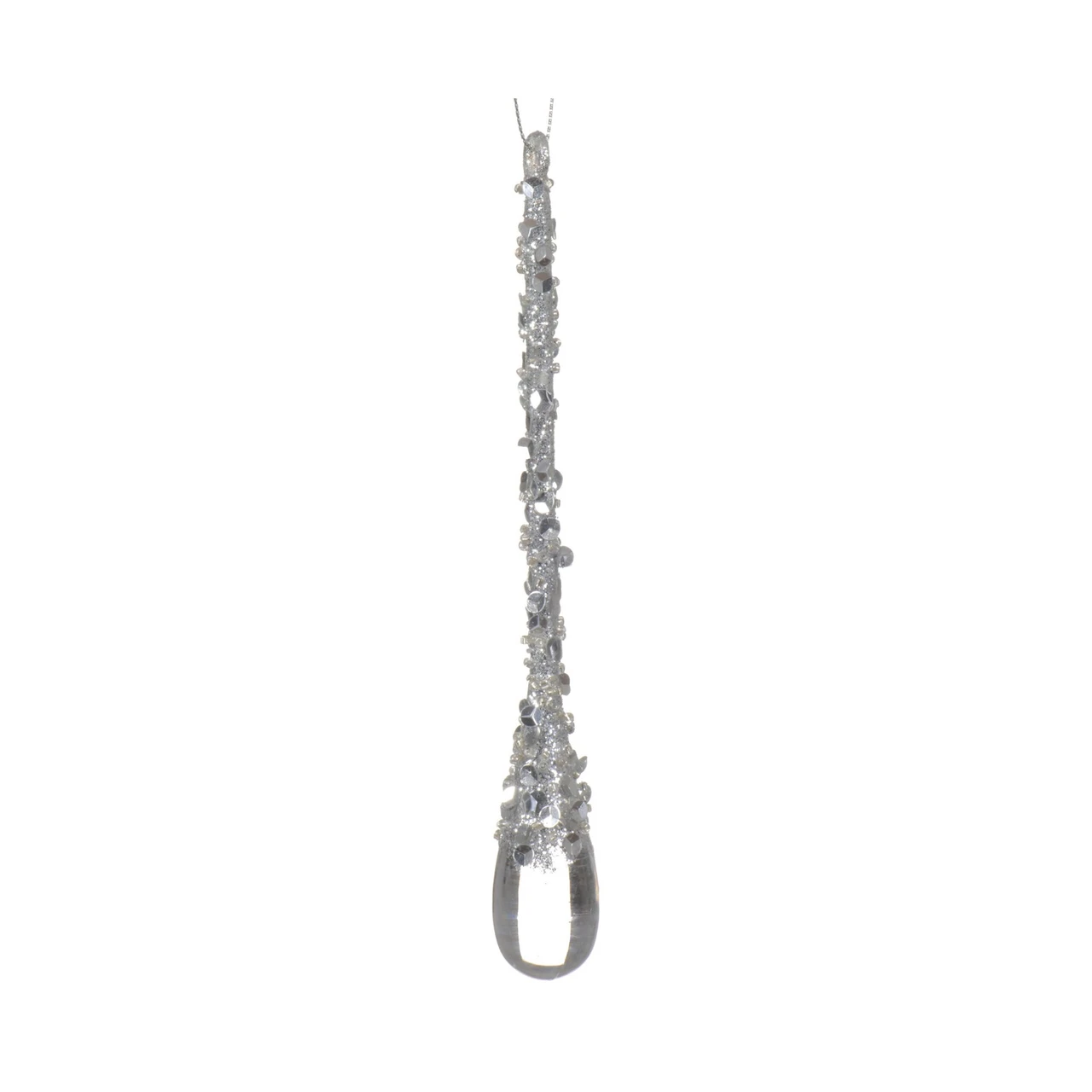 Silver Glitter Drop Ornament