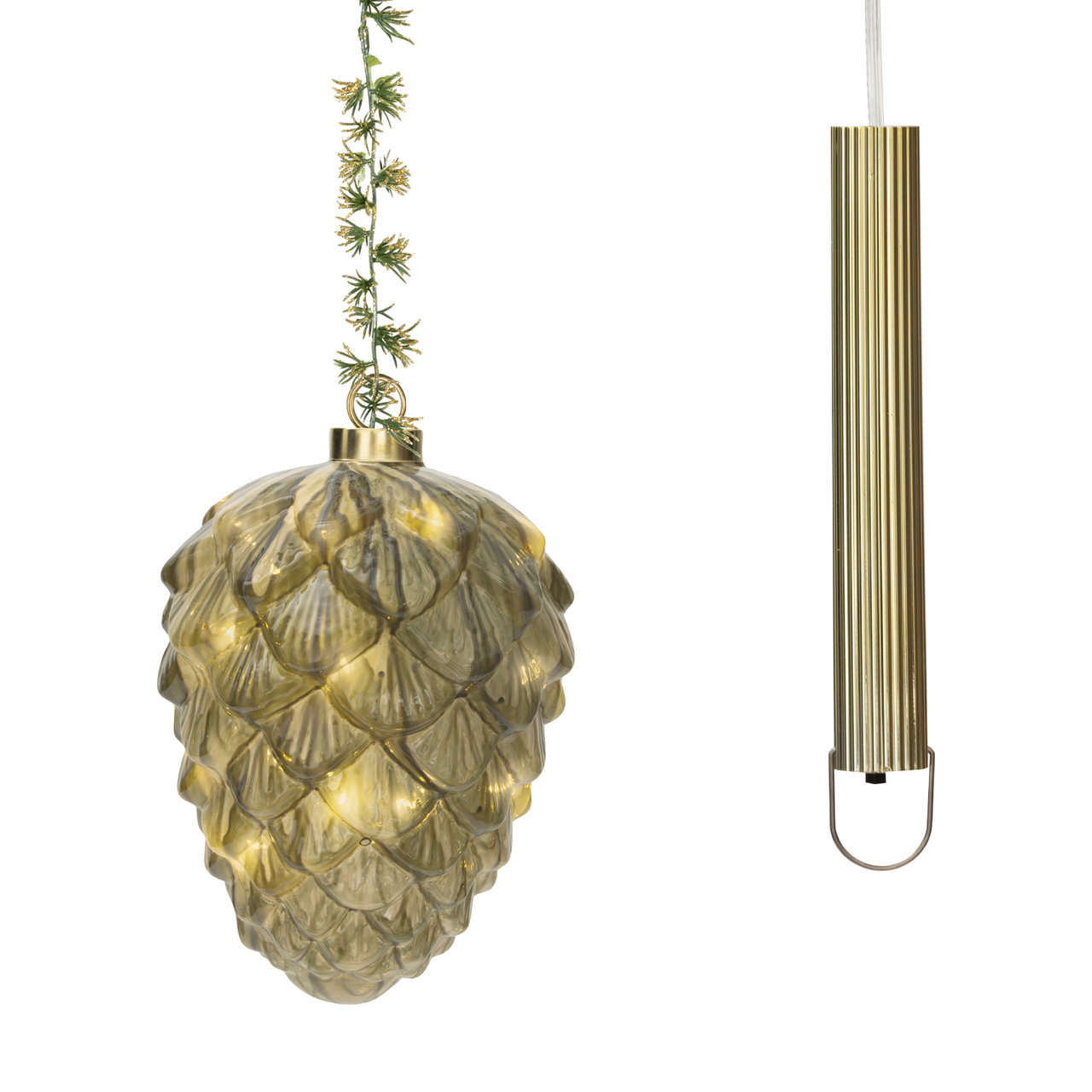 Green Micro LED Pinecone Ornament
