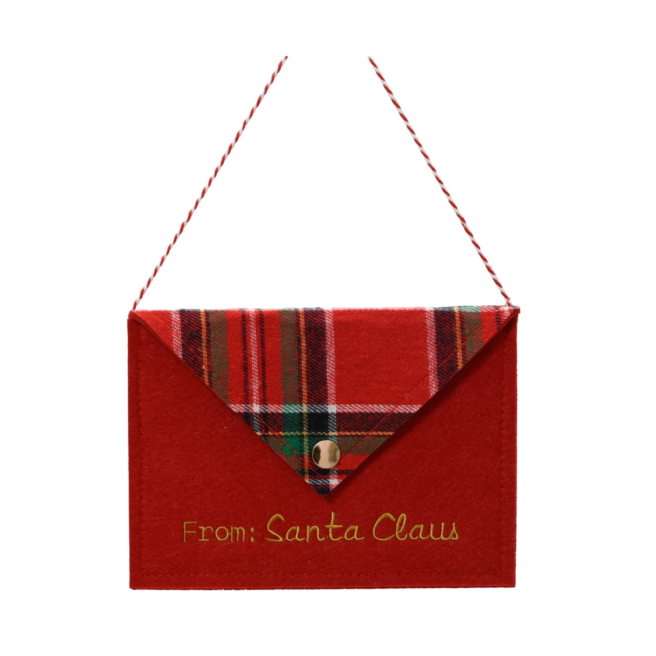Red Plaid Letter to Santa Felt Ornament