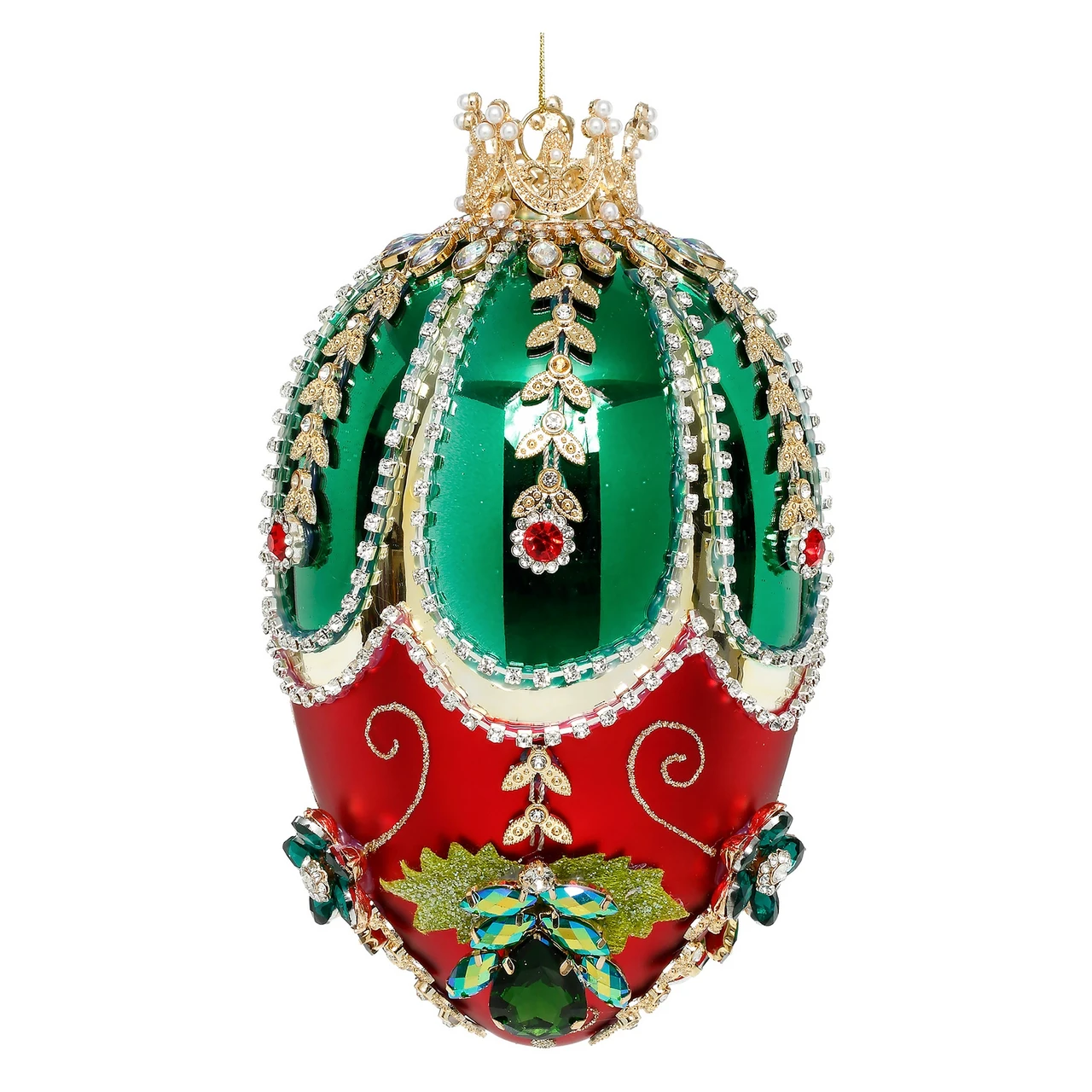 Mark Roberts Faberge Jewel Egg Ornament, Green/Red