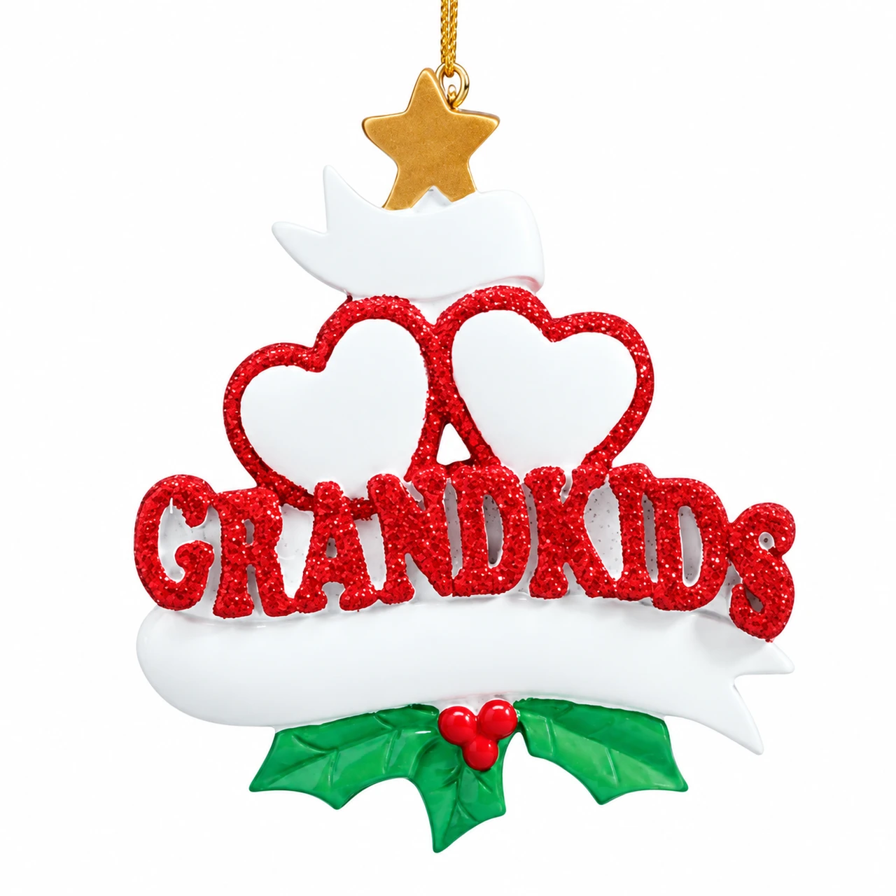 Personalized Grandkid Hearts Ornament for 2 Grandchildren