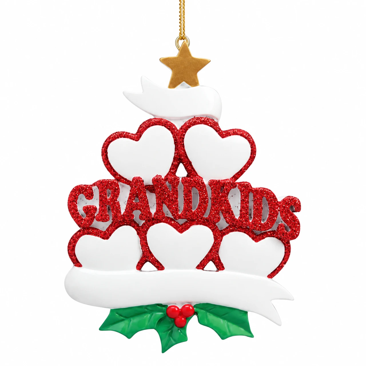 Personalized Grandkid Hearts Ornament for 5 Grandchildren