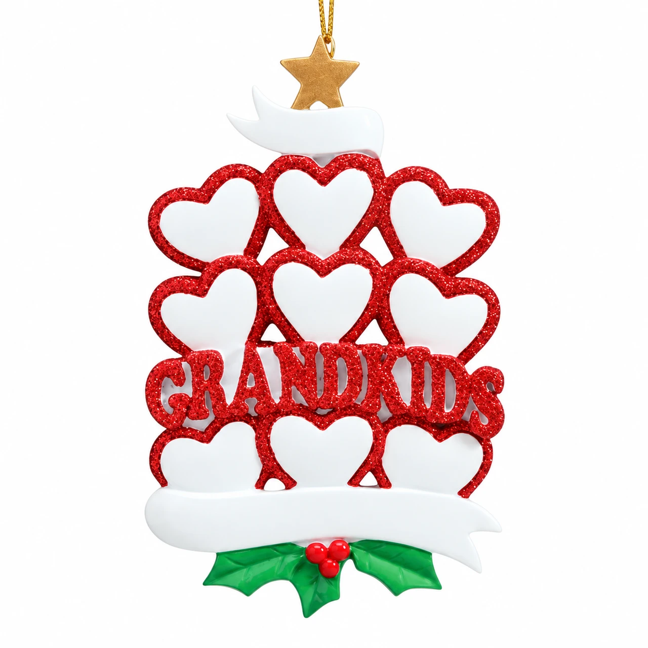 Personalized Grandkid Hearts Ornament for 9 Grandchildren