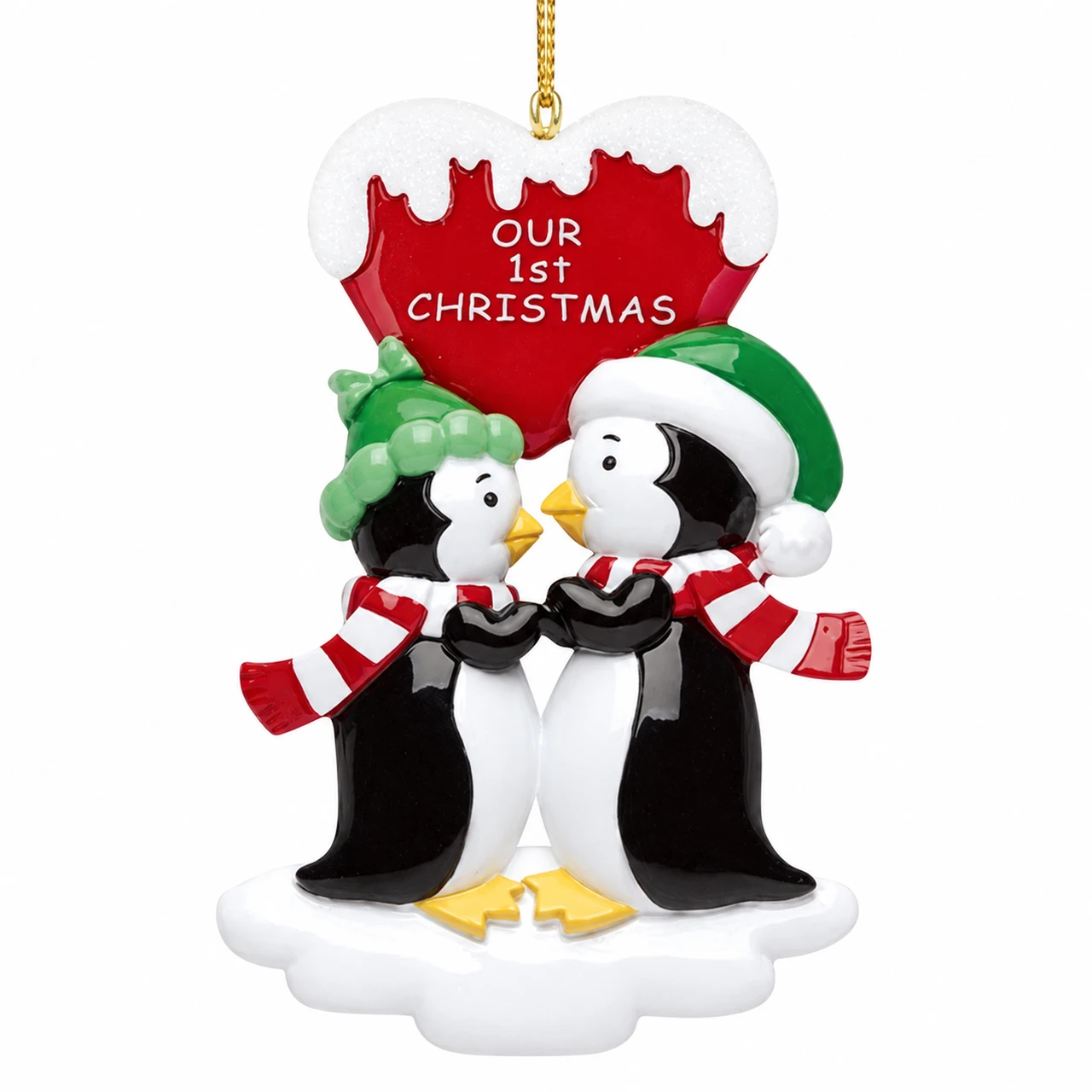 Personalized Penguin Kisses with Words Ornament