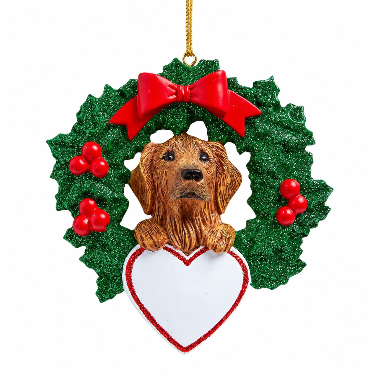 Personalized Golden Retriever Wreath Ornament