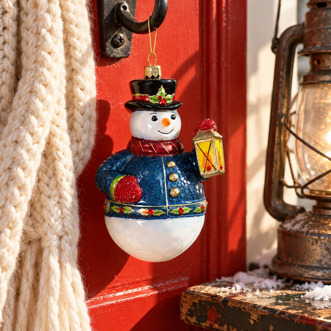 Snowman with Lantern Ornament