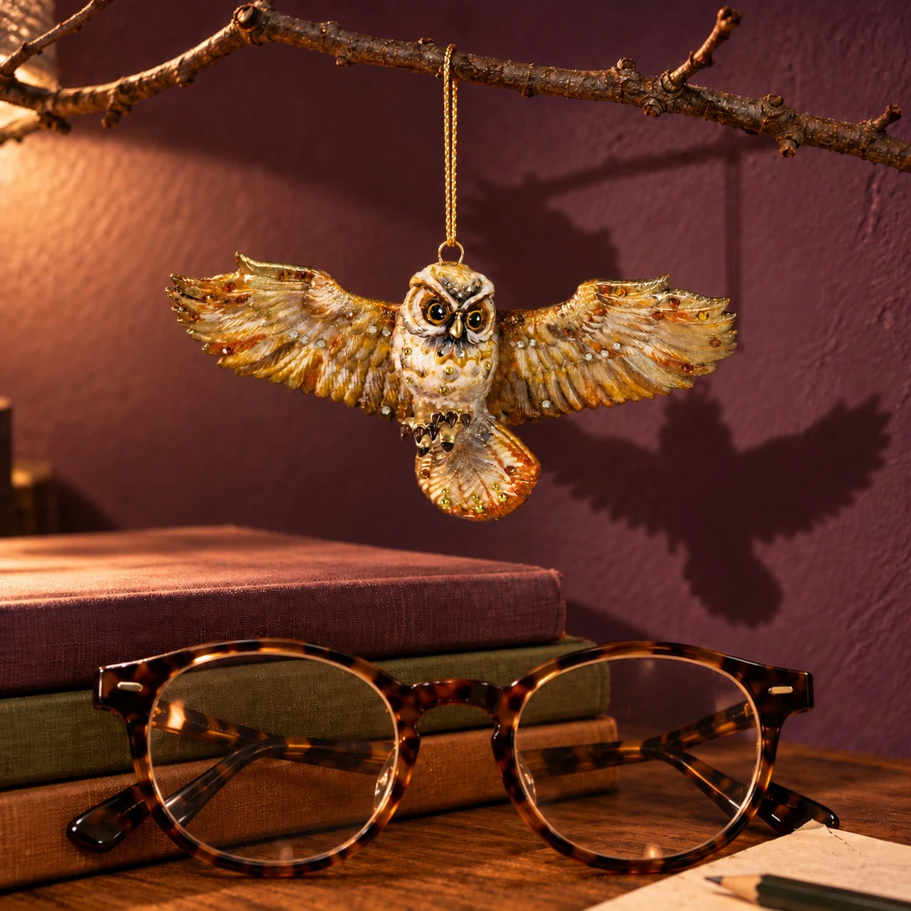 Gold Flying Owl Ornament