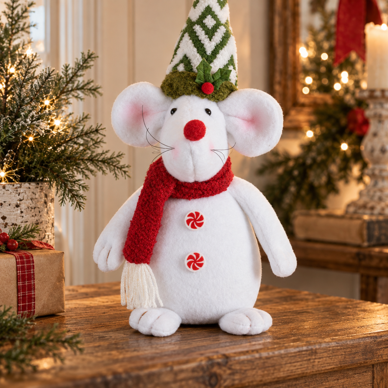 Mouse with Red Scarf Figurine