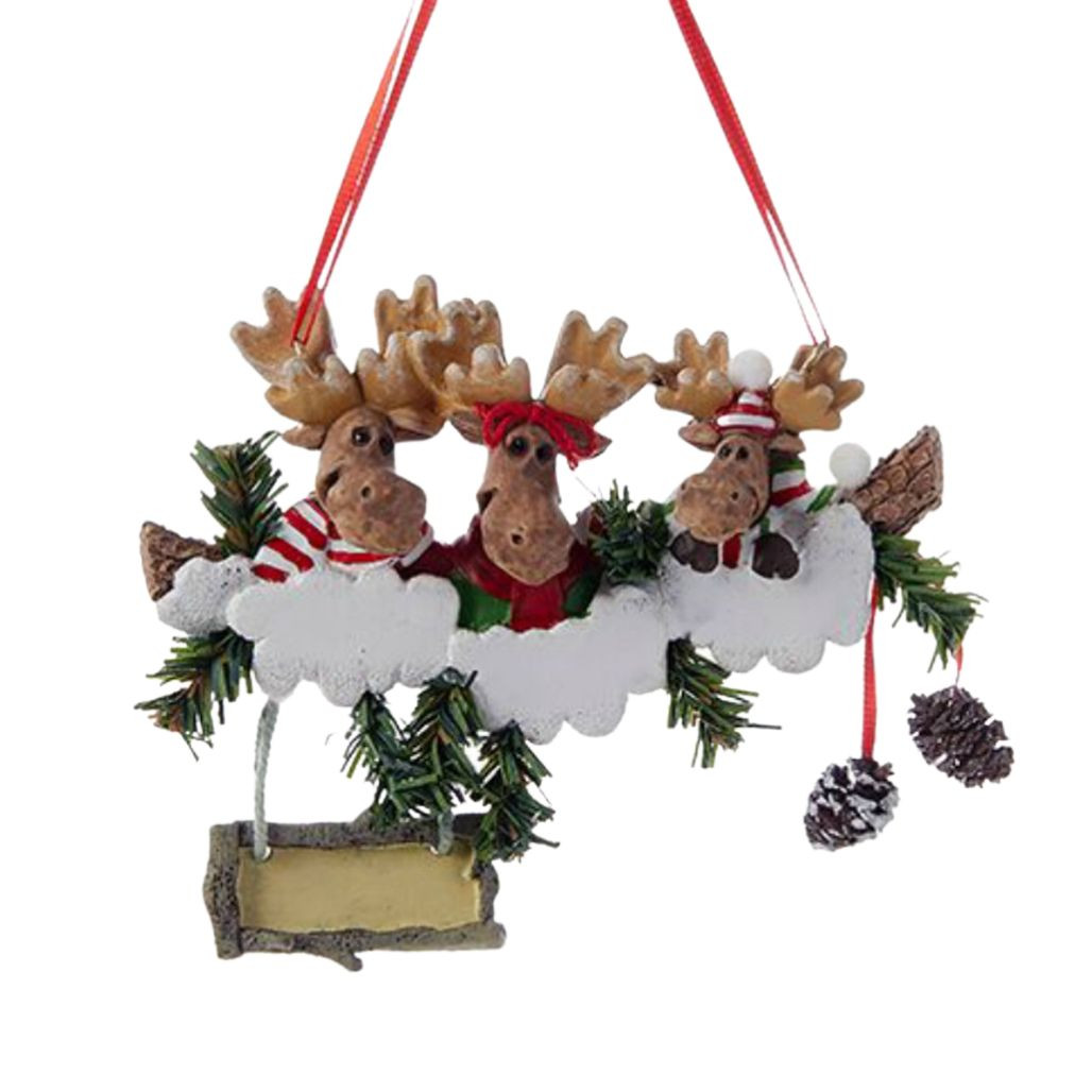 Personalized Moose Family of 3 Ornament