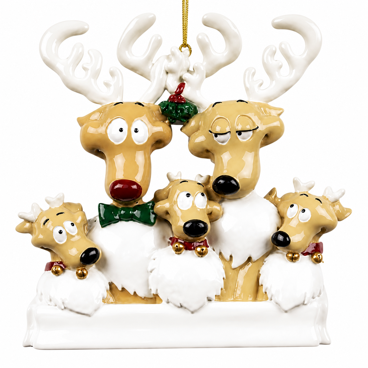 Reindeer Family of 5 Personalized Ornament | Resin