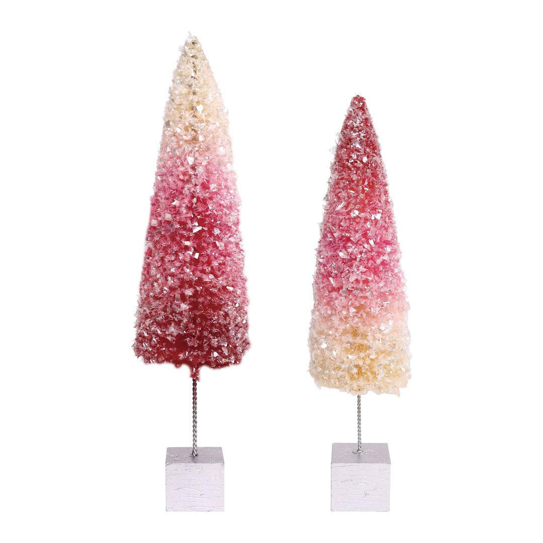 Snowbabies Pink Ombre Trees Set Of 2 The Christmas Loft