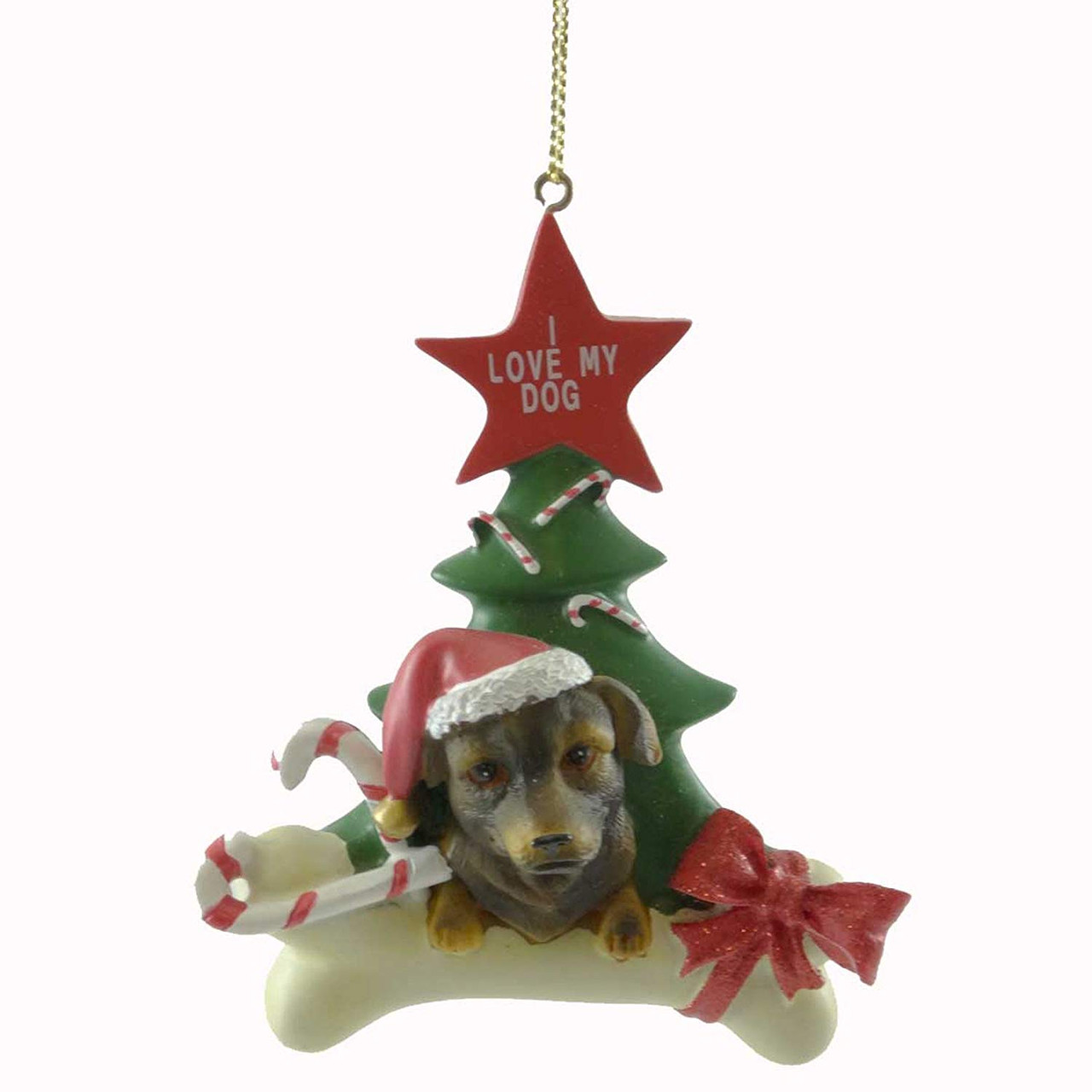 Personalized Rottweiler Dog with Christmas Tree Ornament