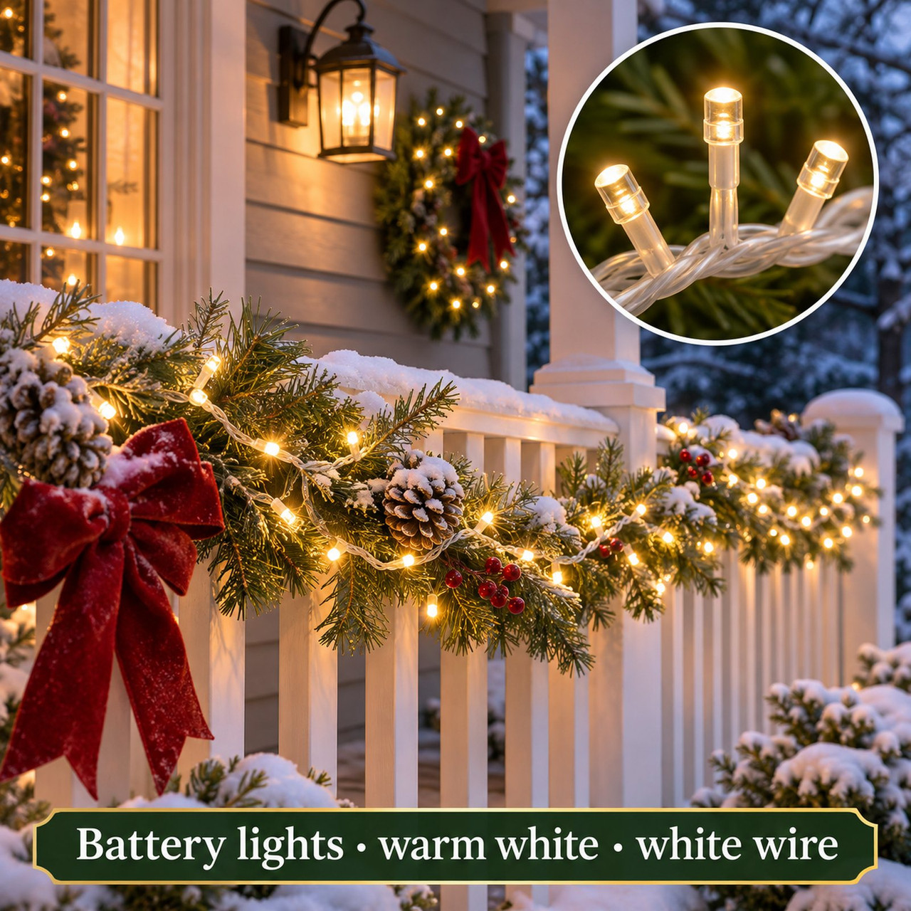 Lumineo Warm 96 White Lights, Wite Wire 23.3 Ft.