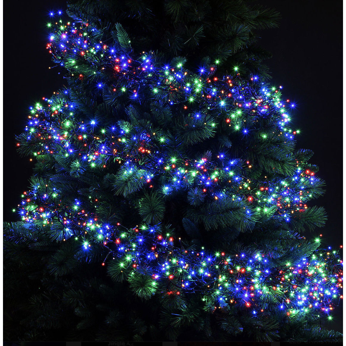Lumineo 768 LED Multi Colour Christmas Cluster Lights Set, Dark Green Wire 19.5 Ft