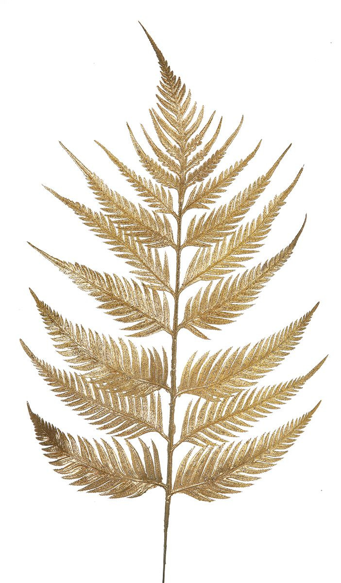 Frosted Metallic Gold Fern Frond, 23 inches
