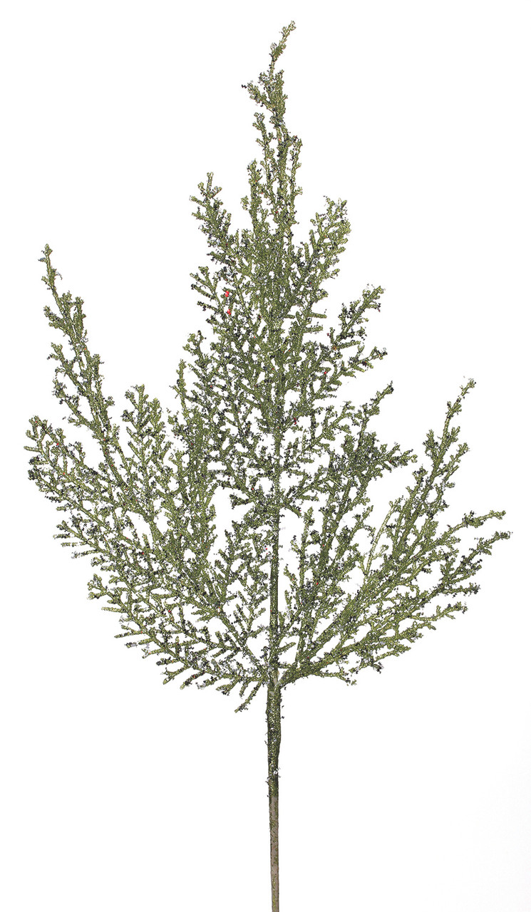 Glittered Green Cedar Spray, 19 inches