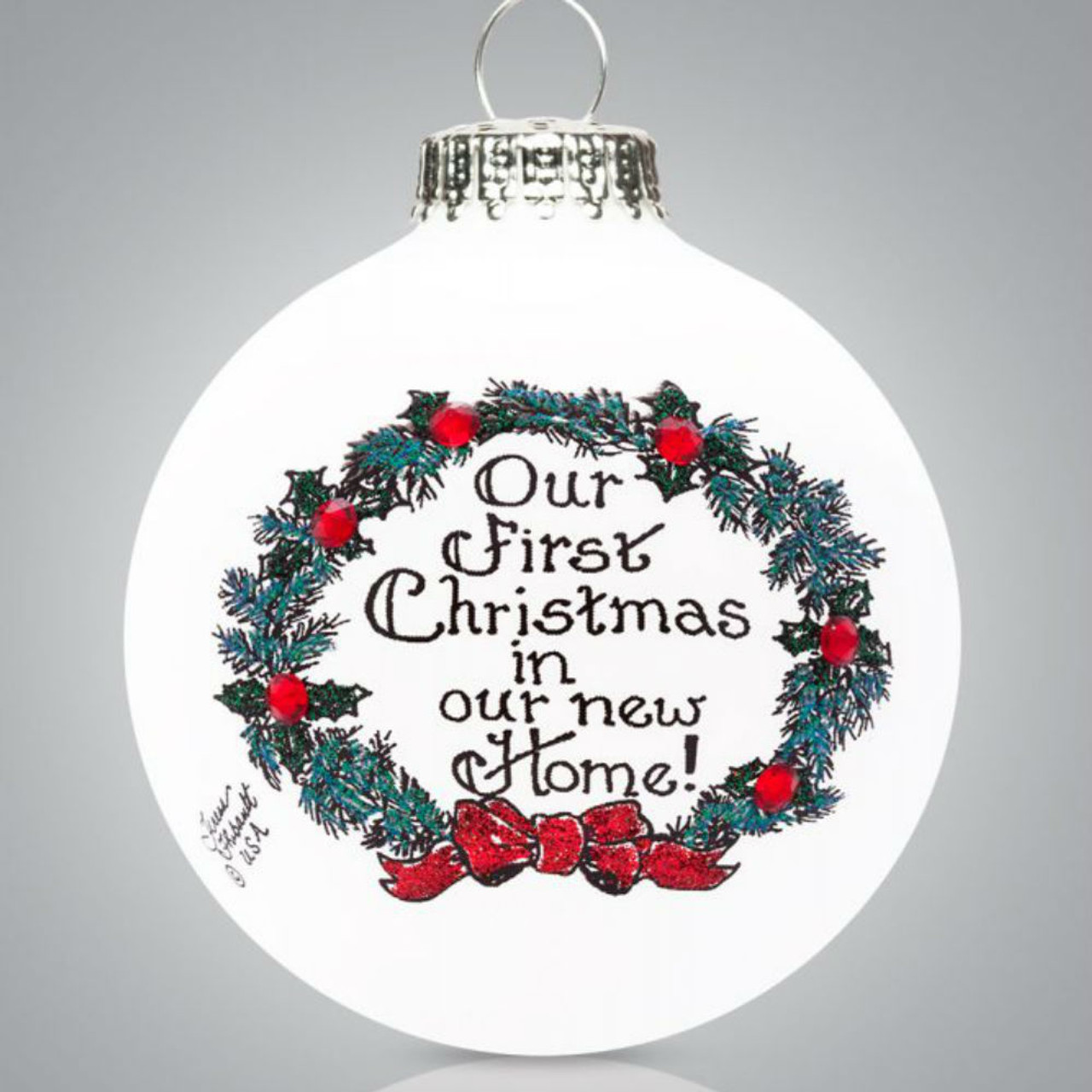 Kurt Adler "Our First Christmas" Glass Heart Christmas Ornament NEW 