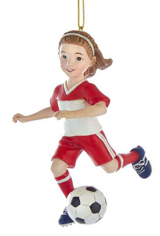 girl soccer player christmas ornament