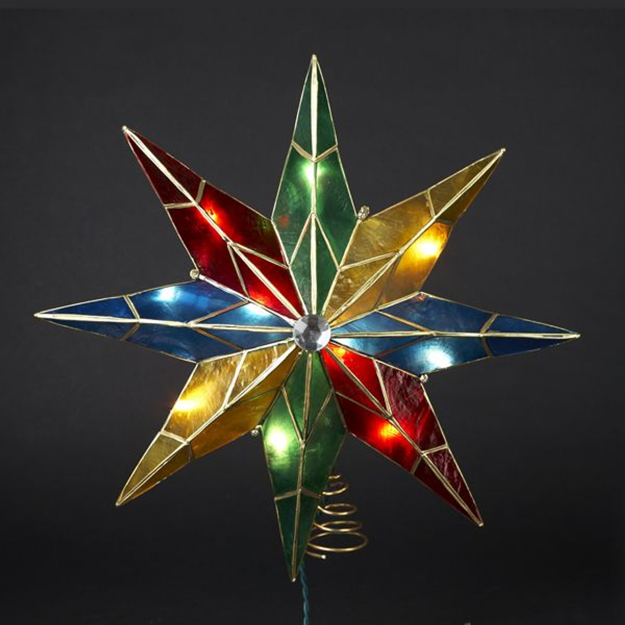 14 Inch Lighted 8-Point Capiz Multicolor Star Christmas Tree Topper ...