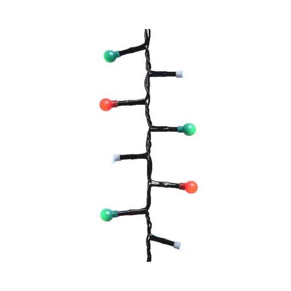 Cherry Bulb Lights, Red White Green LED String Light Set on Black Wire, 36 Feet 
