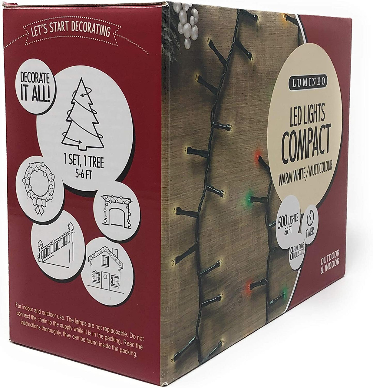 Lumineo, LED Color Changing Light Set - Turns from Warm White to Multi, on a Green WireLumineo, LED Color Changing Light Set - Turns from Warm White to Multi, on a Green Wire