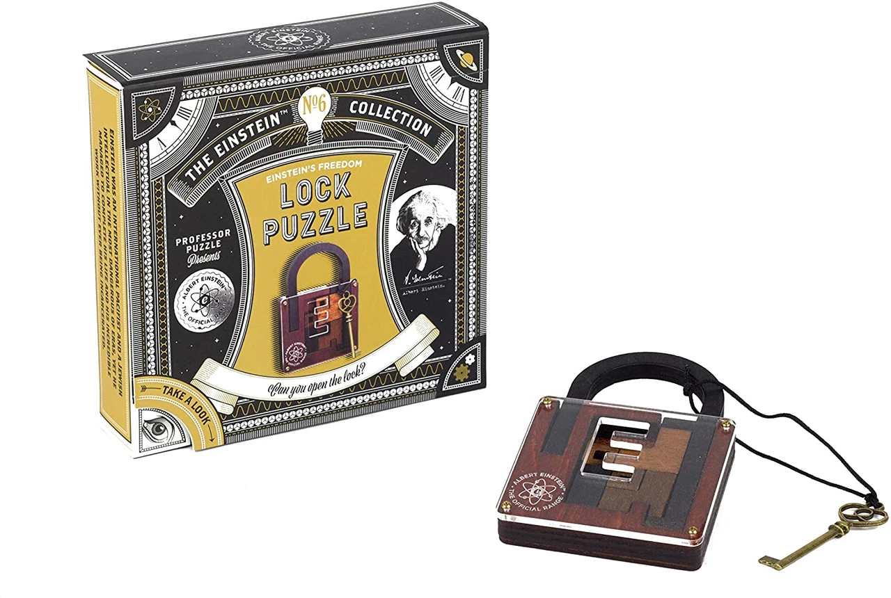 The Einstein Collection Lock Puzzle - Tricky Padlock Brain Game - Professor Puzzle 3D Brain Teaser Puzzles.