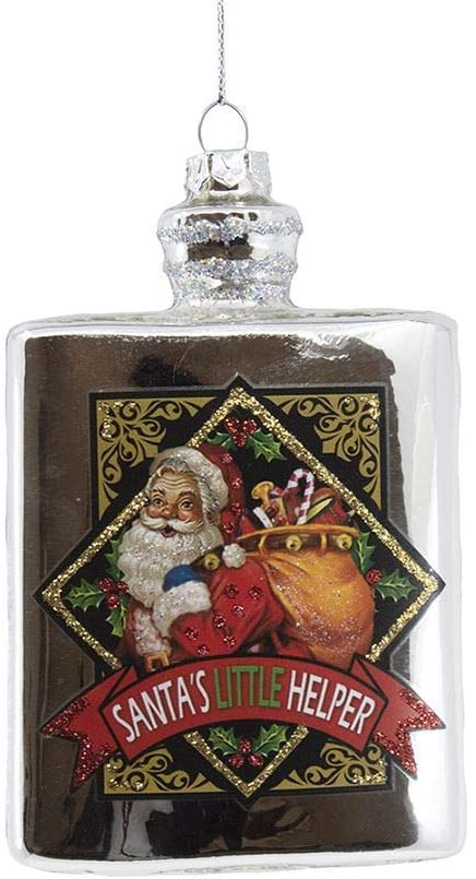 Silver Flask with Santa Ornament