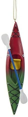 Red & Green Kayak With Oar Ornament