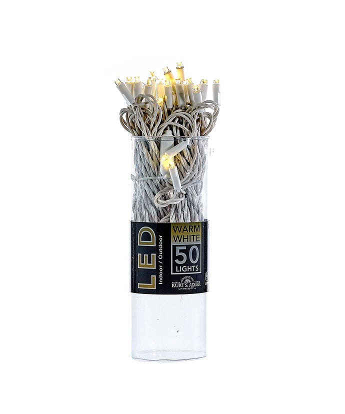 UL 50-Light 5MM Warm White LED White Wire Light Set