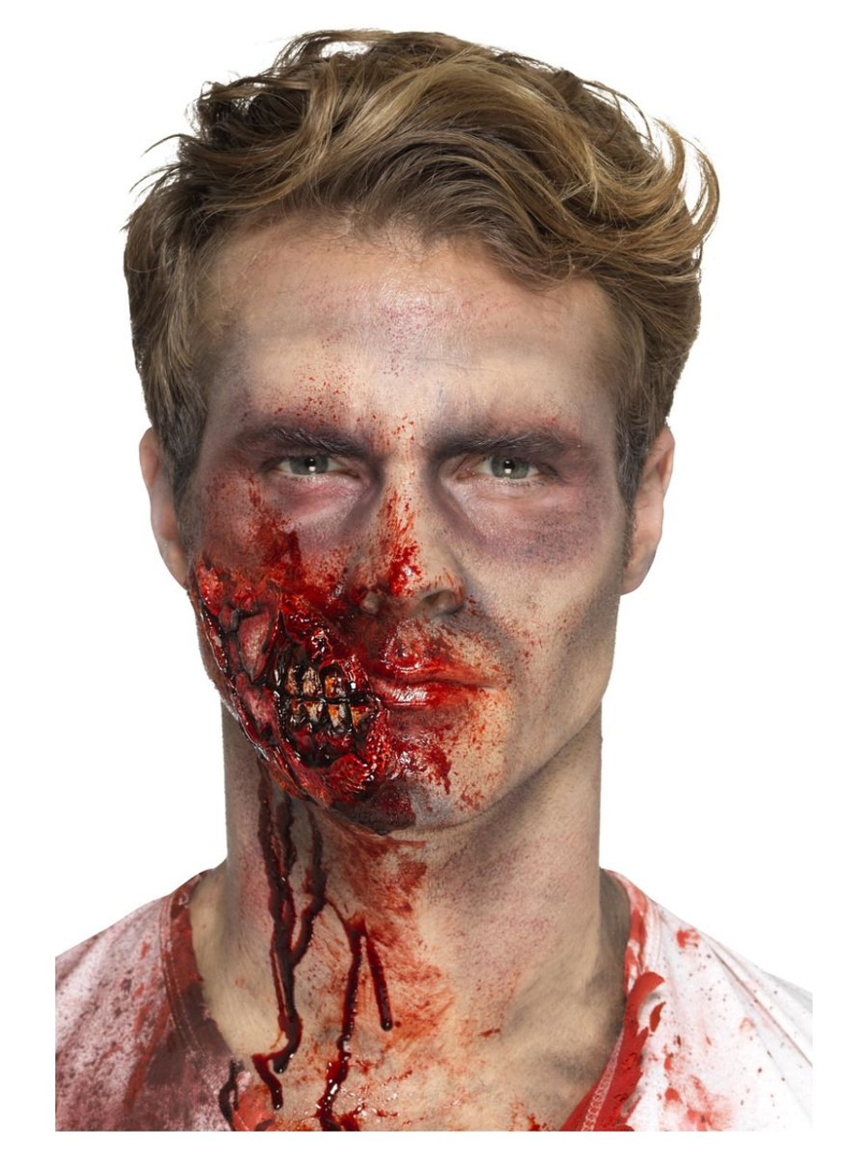 Zombie Prosthetic Jaw , Red, with Adhesive
