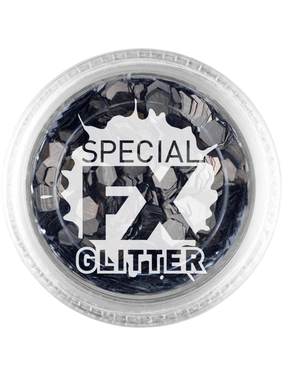 Make-Up FX, Black, Confetti Glitter, 2g, Loose