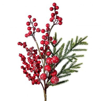 16" Frosted Berry Mini Spruce Spray
