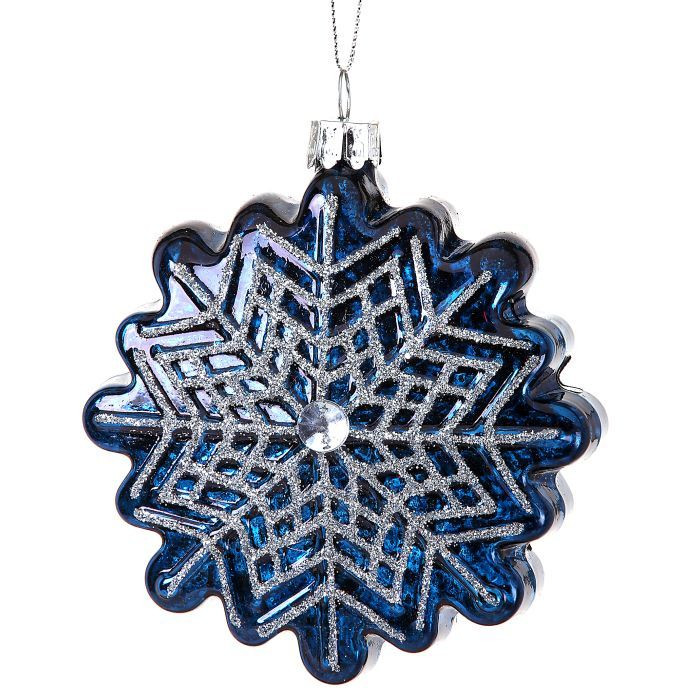 4" Glass Diamond Snowflake Ornament 