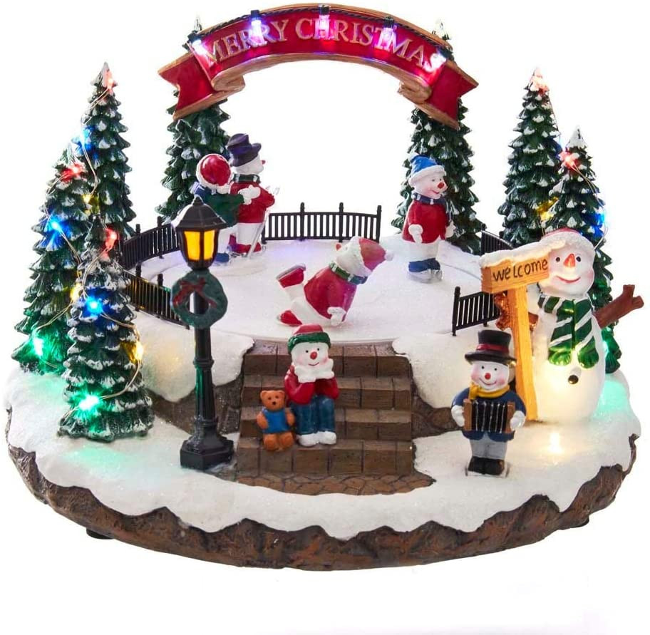 LED Musical Snowman Ice Rink Table Piece