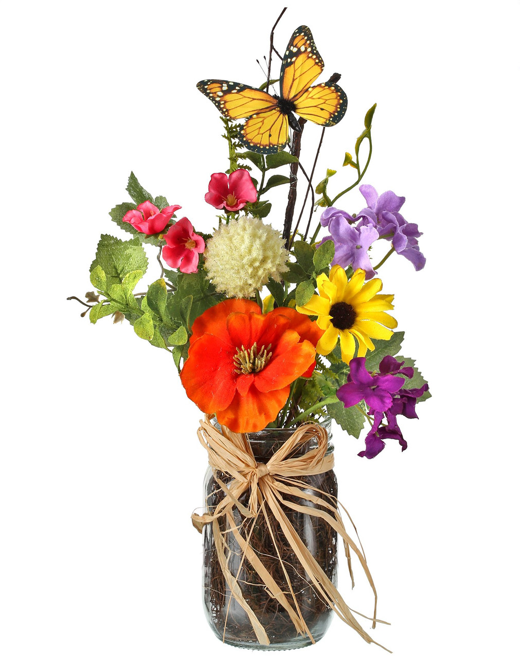 Summer Garden with Monarch in Jar 13"
